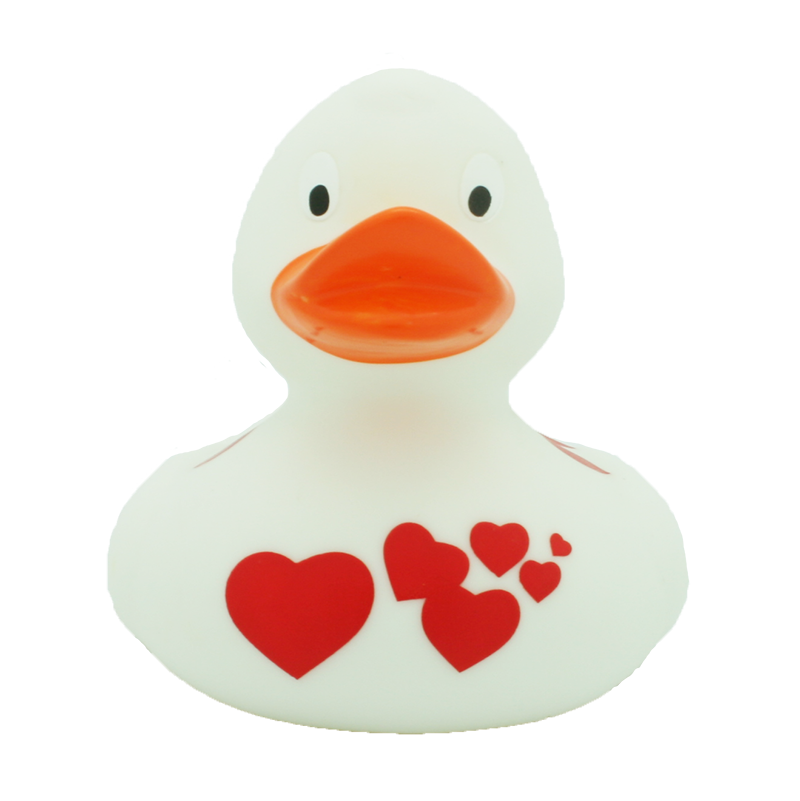 Blanco con corazones rojos