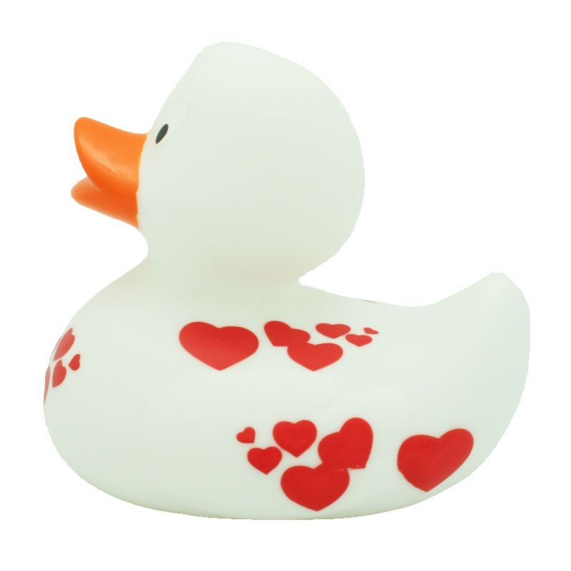 Blanco con corazones rojos