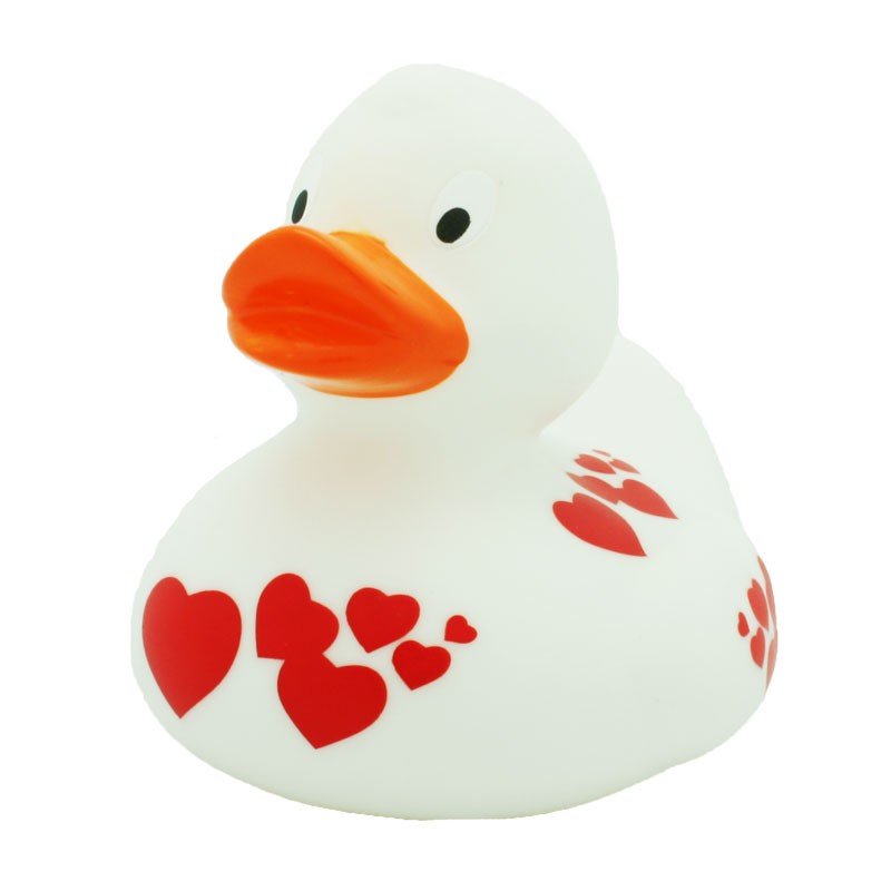 Blanco con corazones rojos