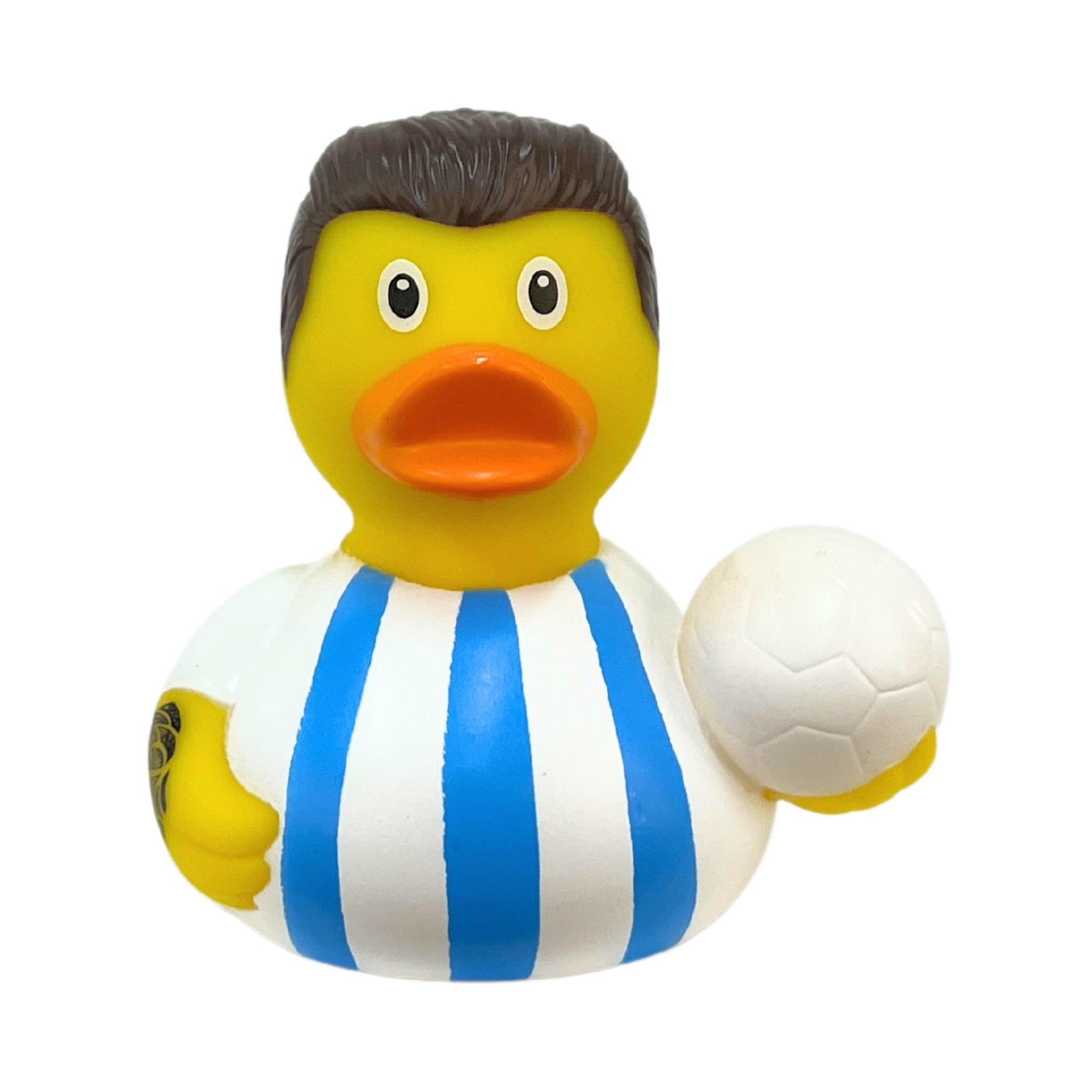 Pato de Goma Fútbol Star Azul y Blanco