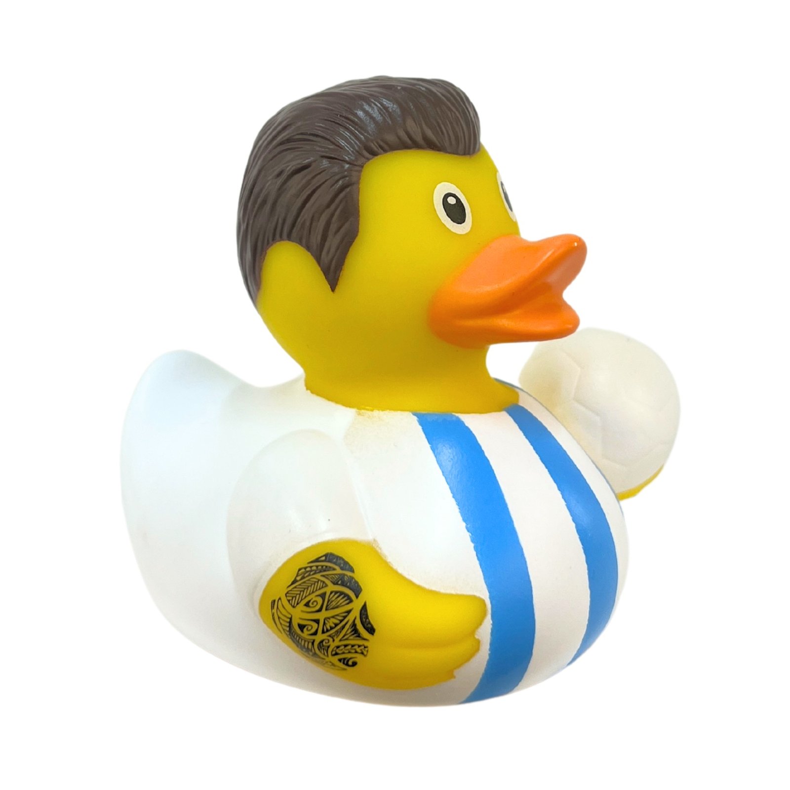 Pato de Goma Fútbol Star Azul y Blanco