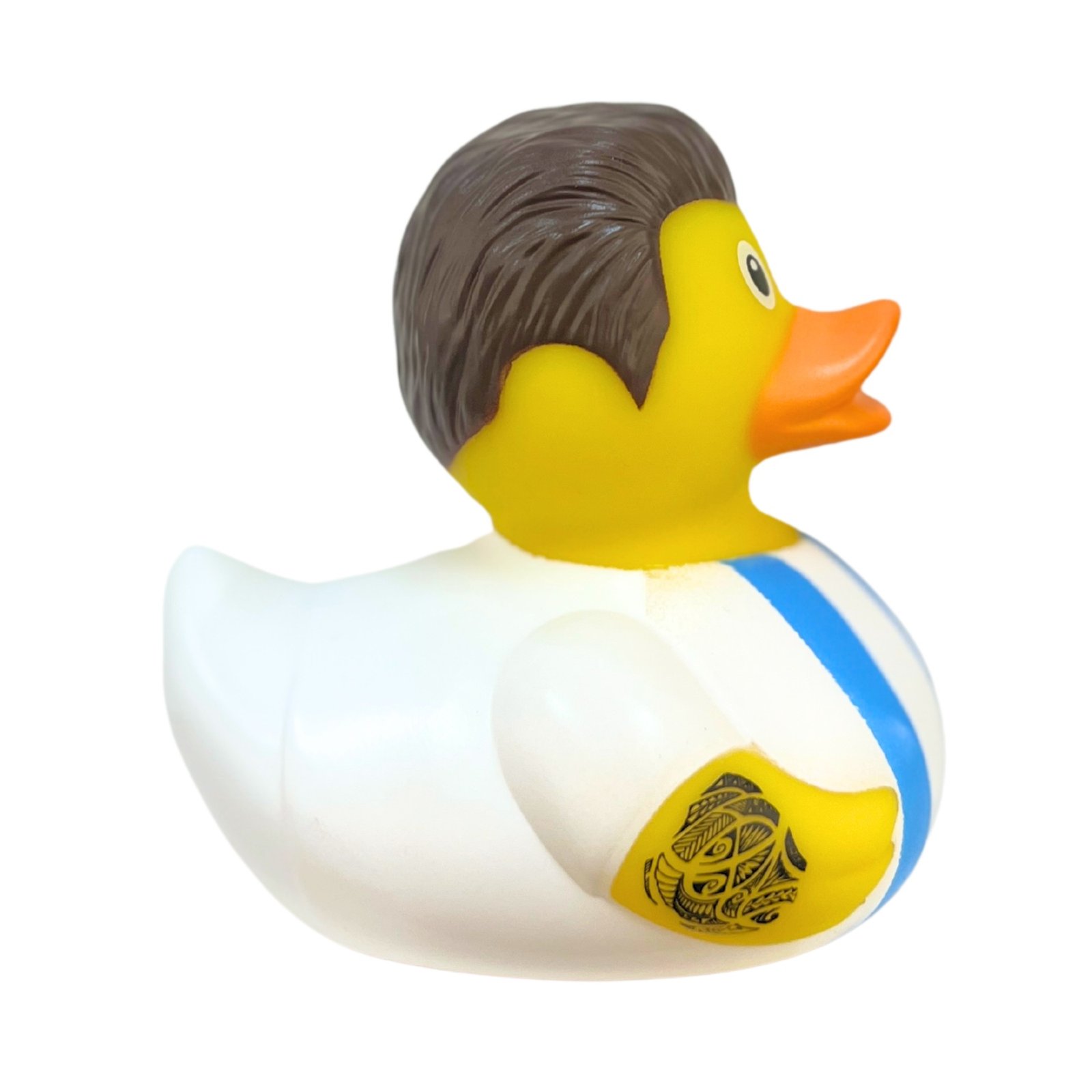 Pato de Goma Fútbol Star Azul y Blanco