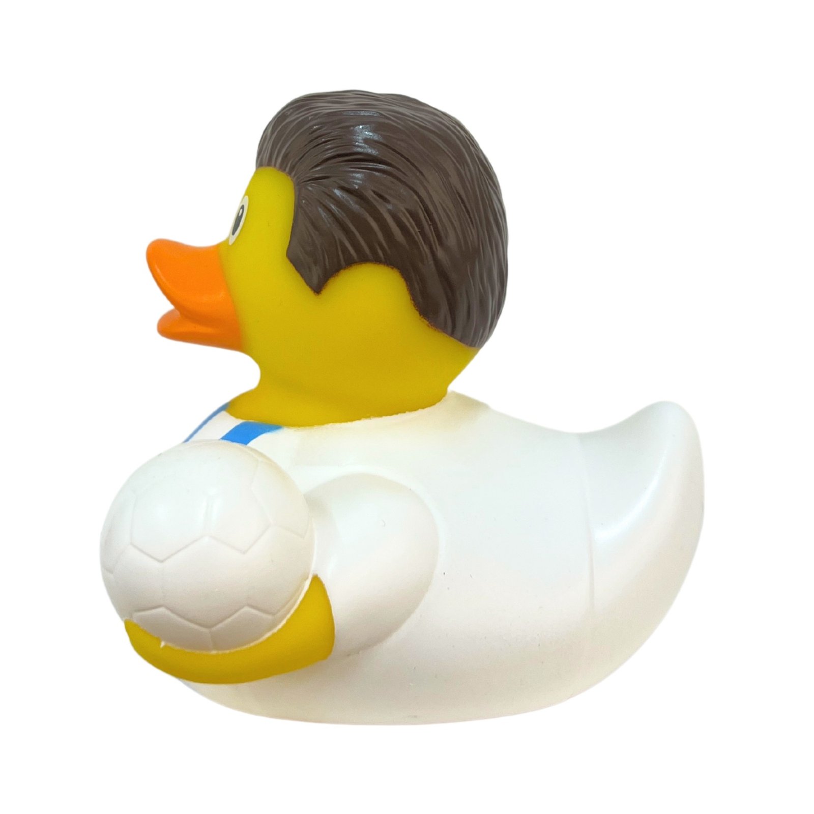 Pato de Goma Fútbol Star Azul y Blanco