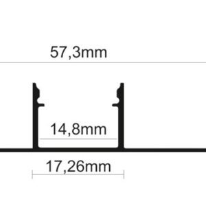LP312 cross section1-web Perfil de aluminio tipo 12 de 2 metros de longitud para instalación empotrada en placa de cartón-yeso
