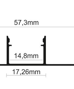 Perfil de aluminio tipo 12 de 2 metros de longitud para instalación empotrada en placa de cartón-yeso