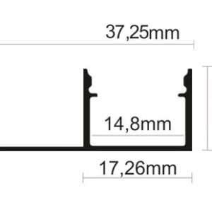 LS313 cross section1-web Perfil de aluminio tipo 13 de 2 metros de longitud para instalación empotrada en placa de cartón-yeso