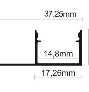 Perfil de aluminio tipo 13 de 2 metros de longitud para instalación empotrada en placa de cartón-yeso