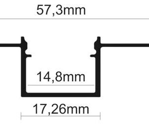 Perfil de aluminio tipo 09 para instalación en empotrada