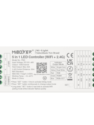 CONTROLADOR LED 5 EN 1 (WiFi+2.4G) 20A MÁX.