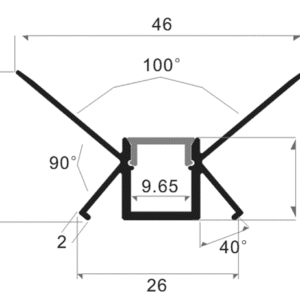 Recessed 10 cross-section-web Perfil de aluminio tipo 10
