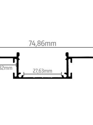 Perfil de aluminio tipo 08 para instalación en empotrada en placa de cartón yeso