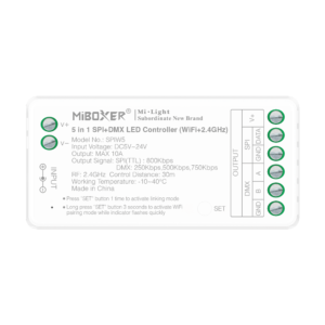SPIW5-web Controlador SPI+DMX (WiFi+2.4G) 5 en 1, DC5-24V