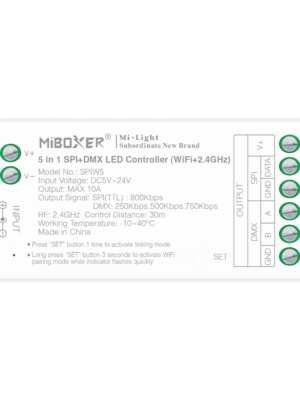SPIW5-web Controlador SPI+DMX (WiFi+2.4G) 5 en 1, DC5-24V