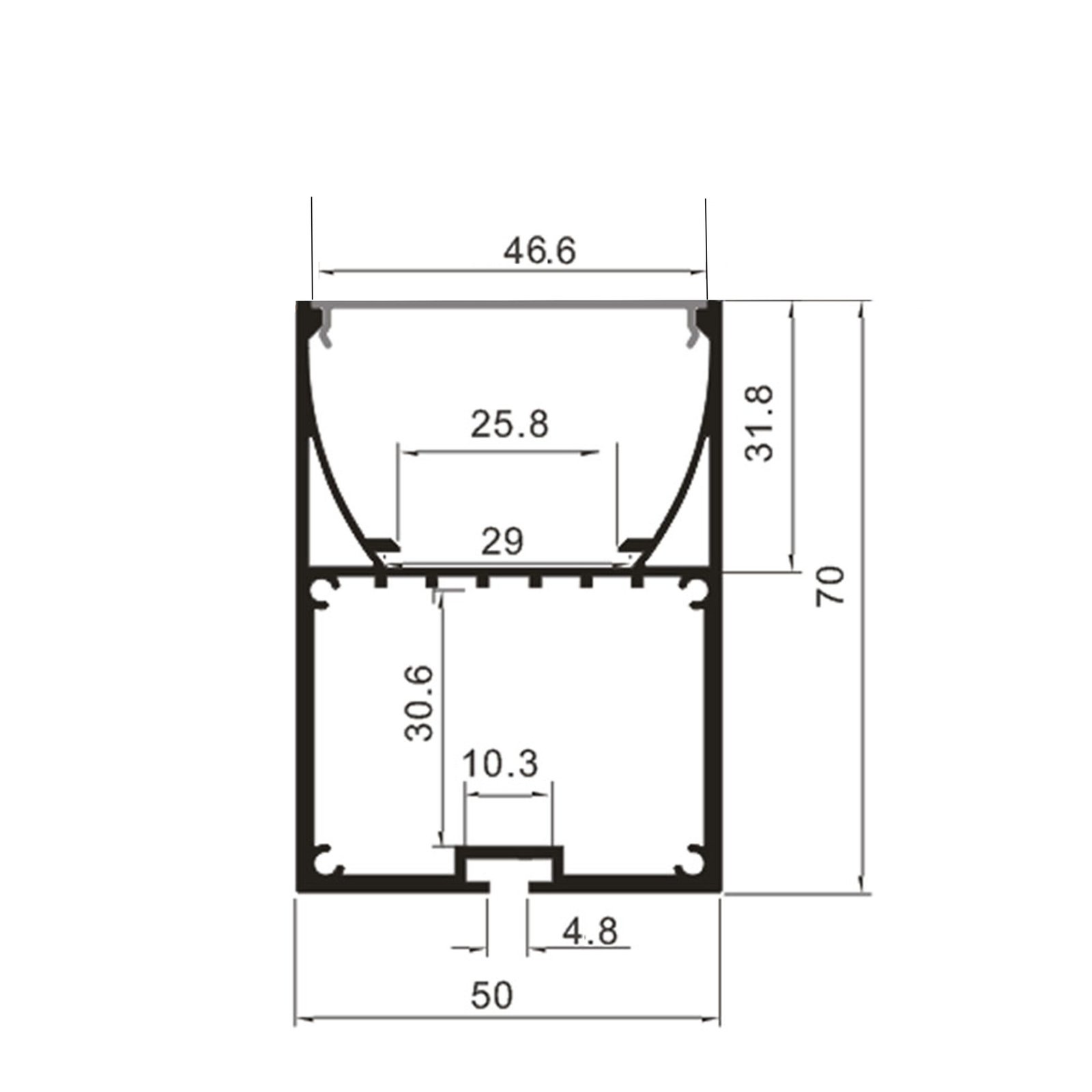 Perfil de aluminio tipo 02 para instalación suspendido - Imagen 2